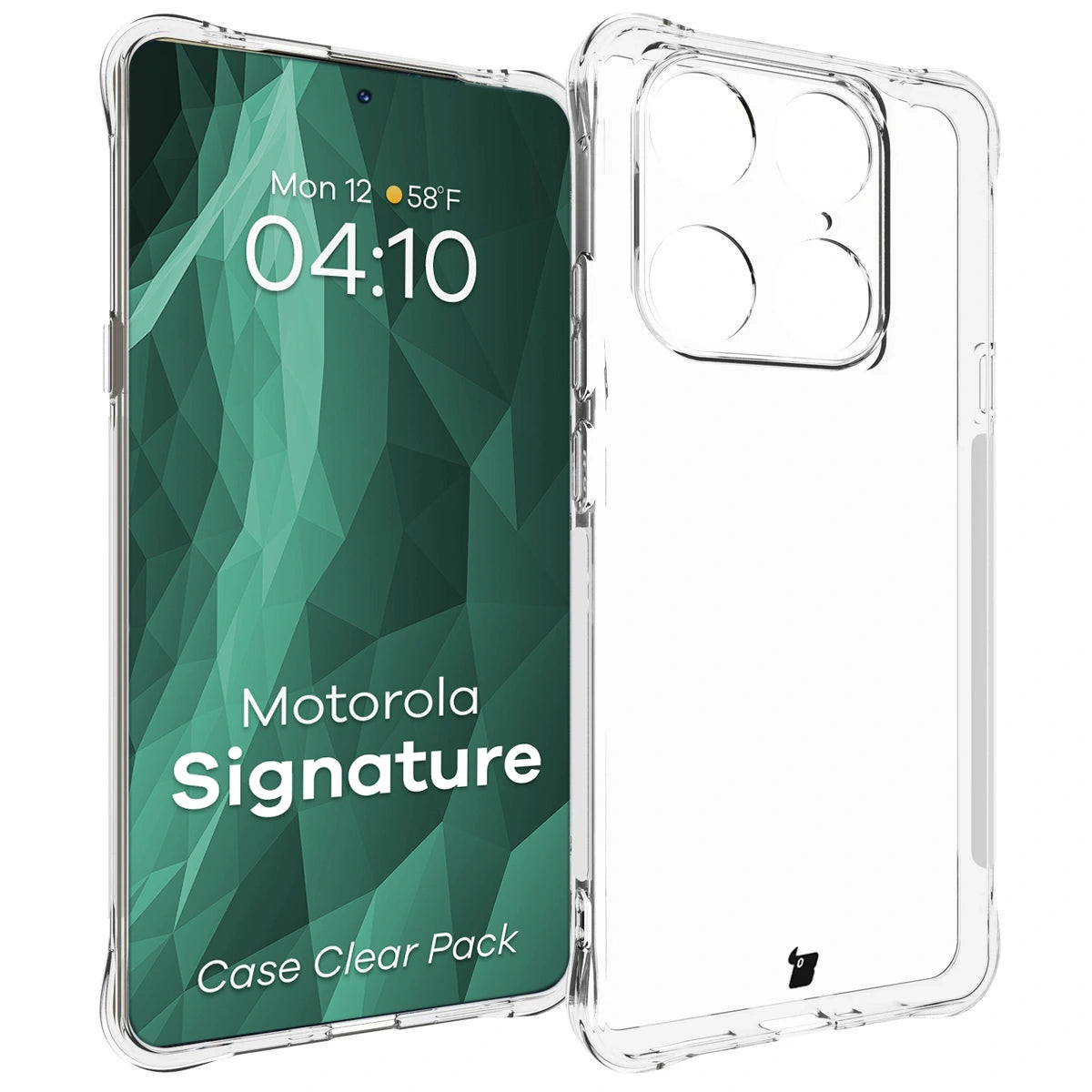 Handyhülle + 2x Folie für Motorola Signature, Bizon Case Clear Pack, Transparent