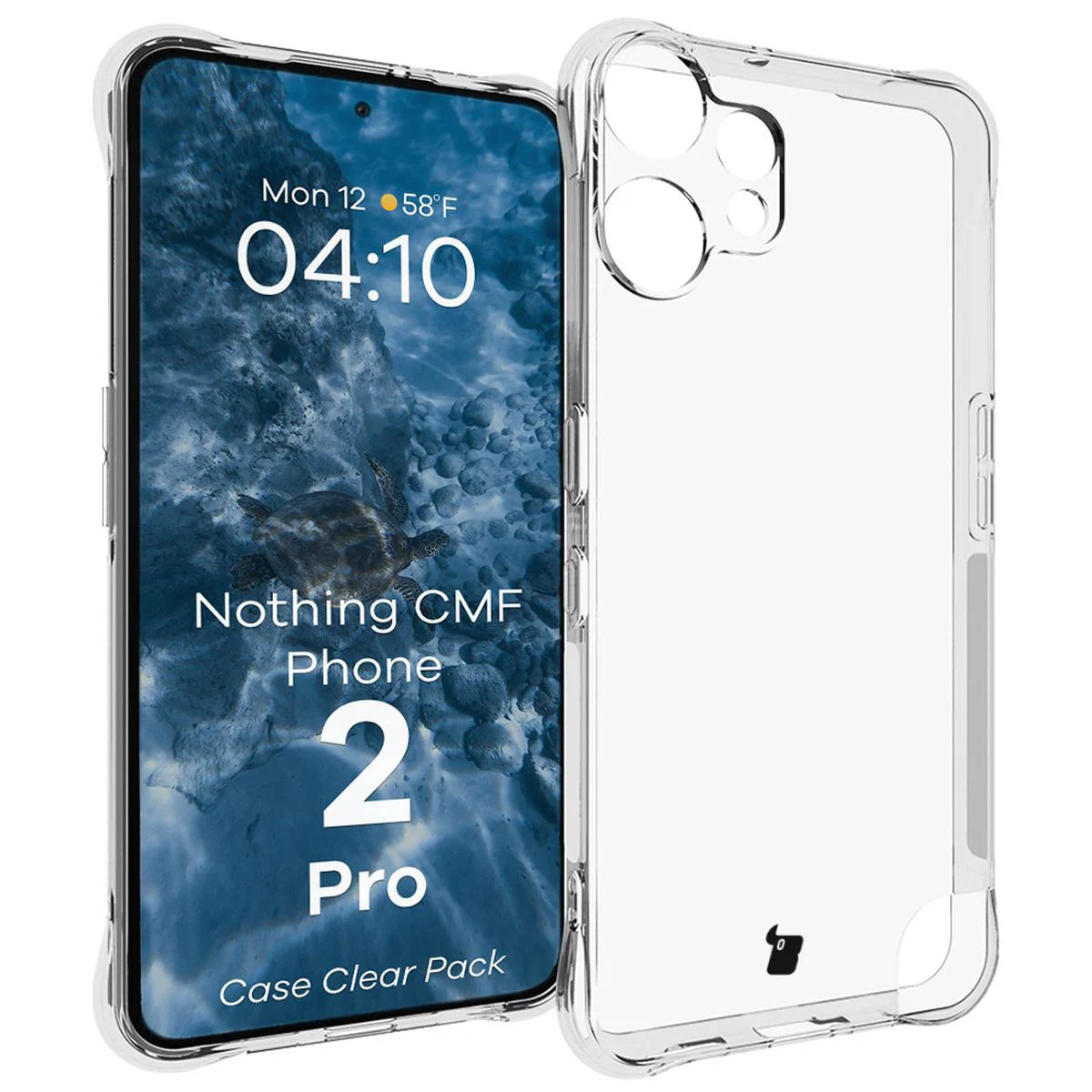 Handyhülle + 2x Folie für Nothing CMF Phone 2 Pro, Bizon Case Clear Pack, Transparent