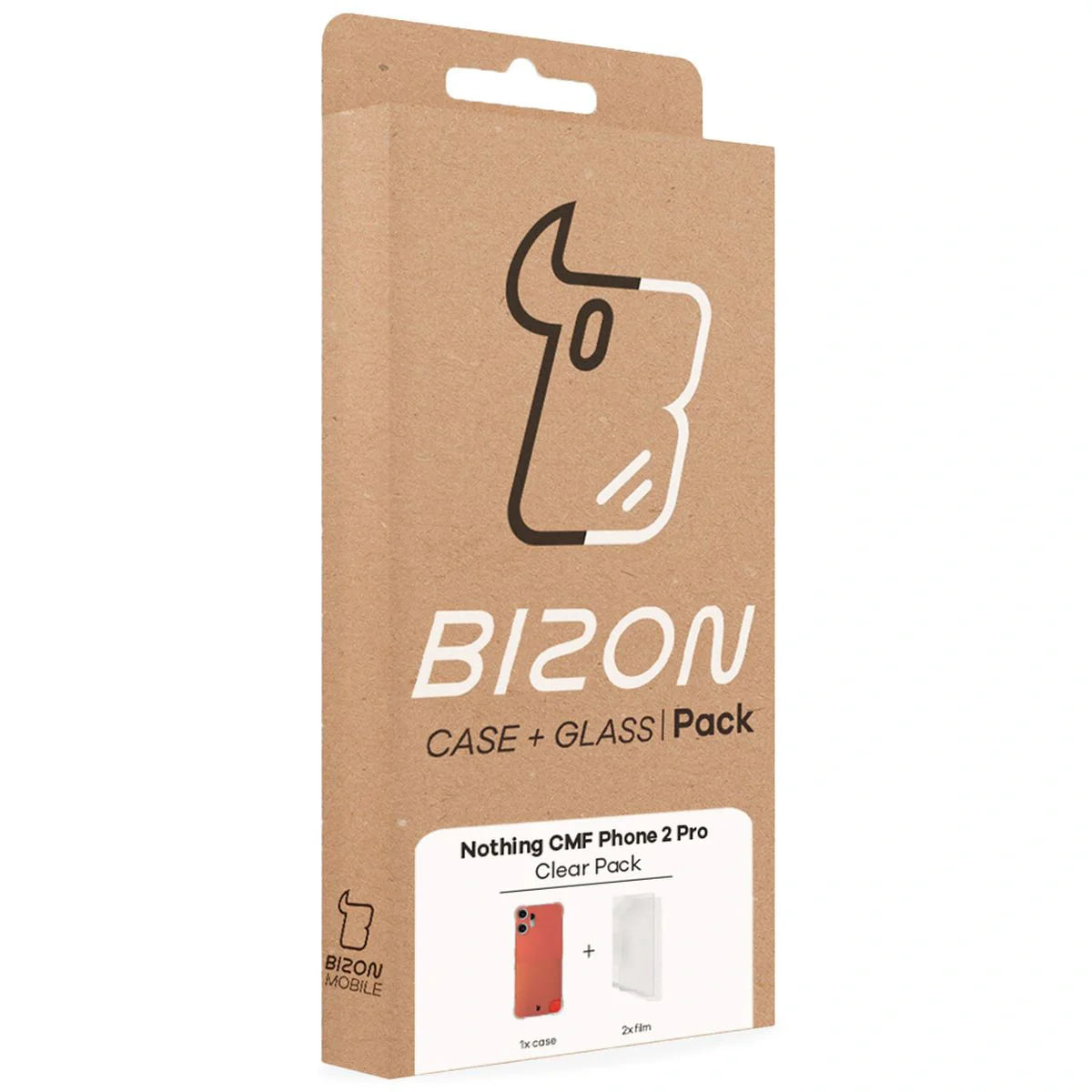 Handyhülle + 2x Folie für Nothing CMF Phone 2 Pro, Bizon Case Clear Pack, Transparent