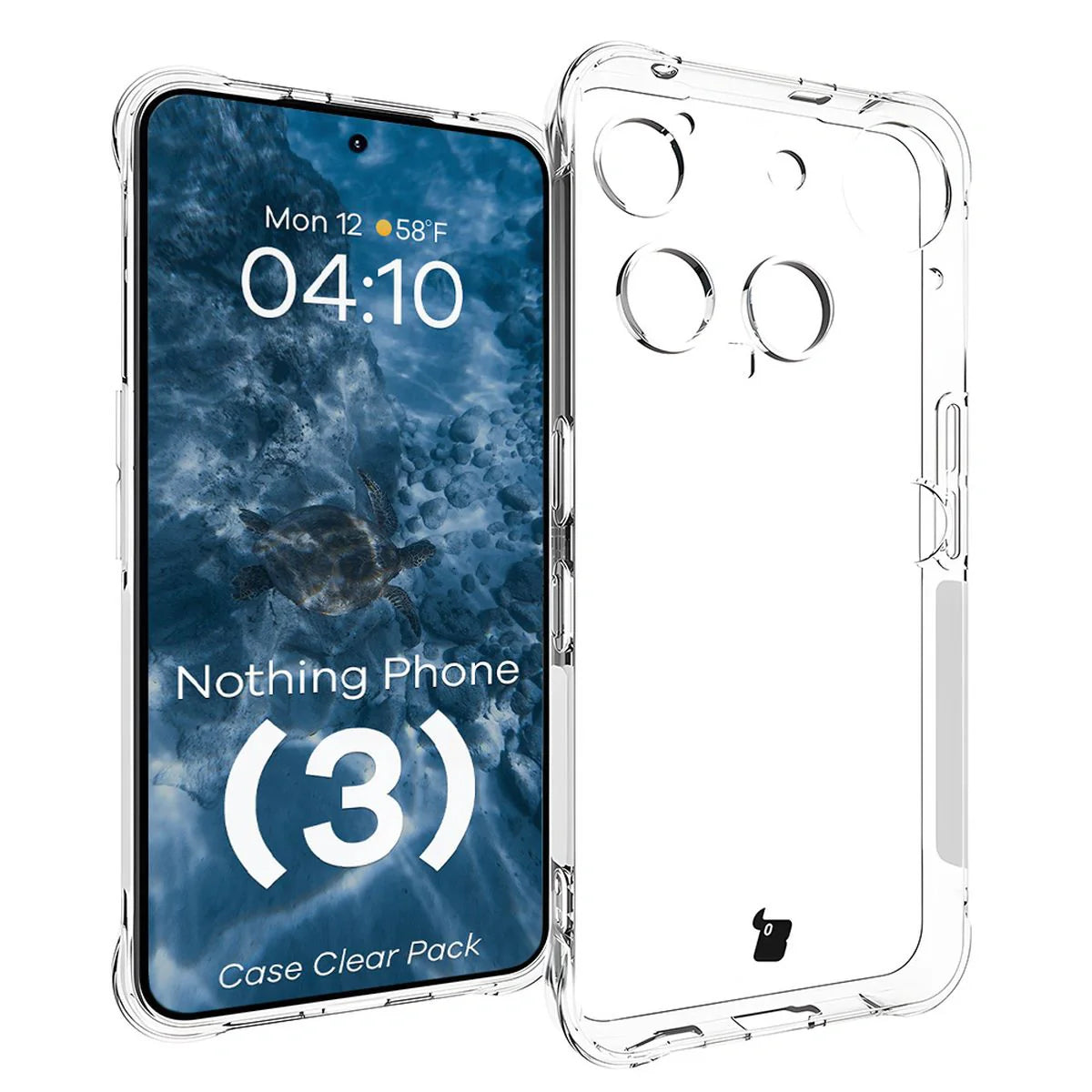 Schutzhülle + 2x gehärtetes Glas für Nothing Phone (3), Bizon Case Clear Pack, Transparent