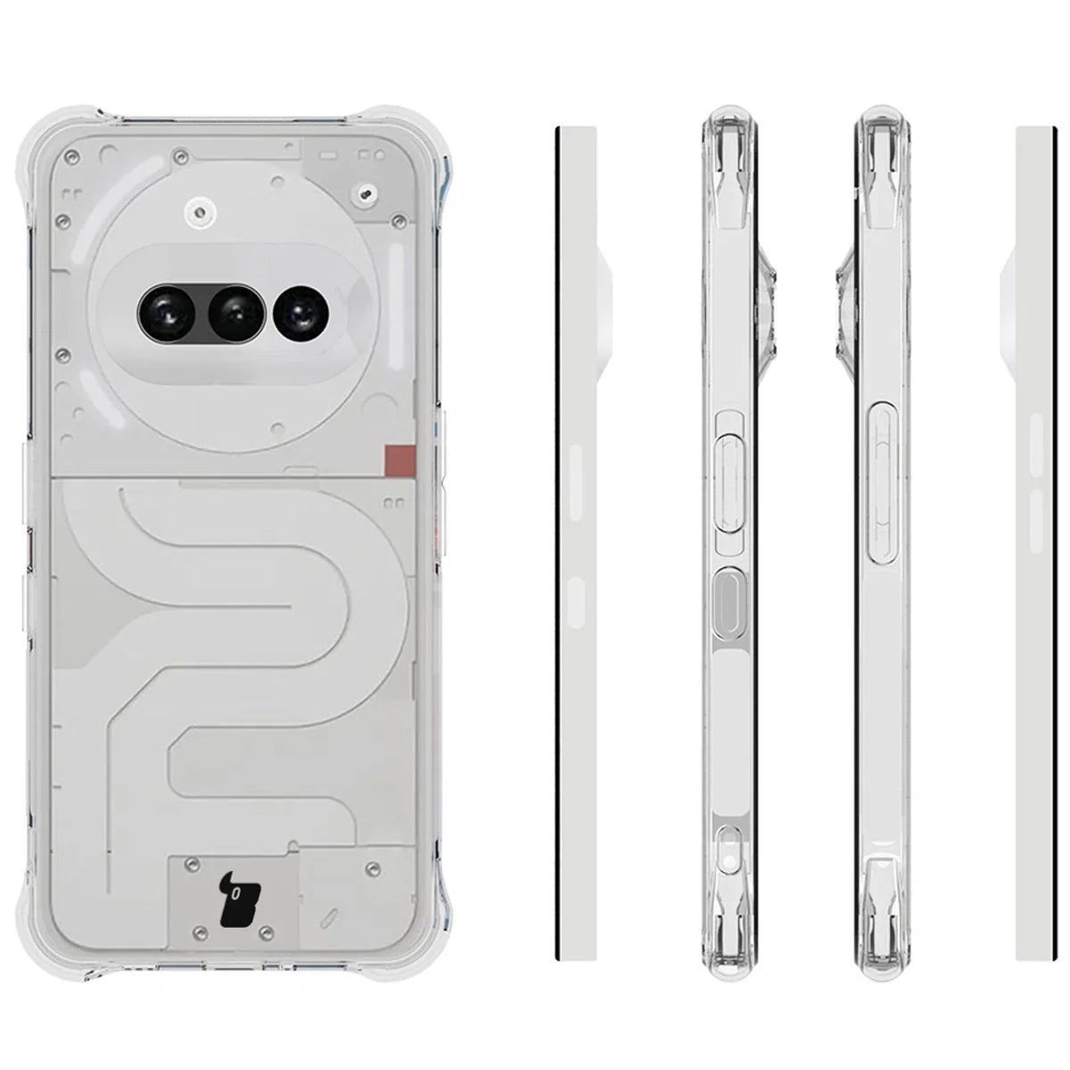 Schutzhülle + 2x gehärtetes Glas für Nothing Phone (3a), Bizon Case Clear Pack, Transparent