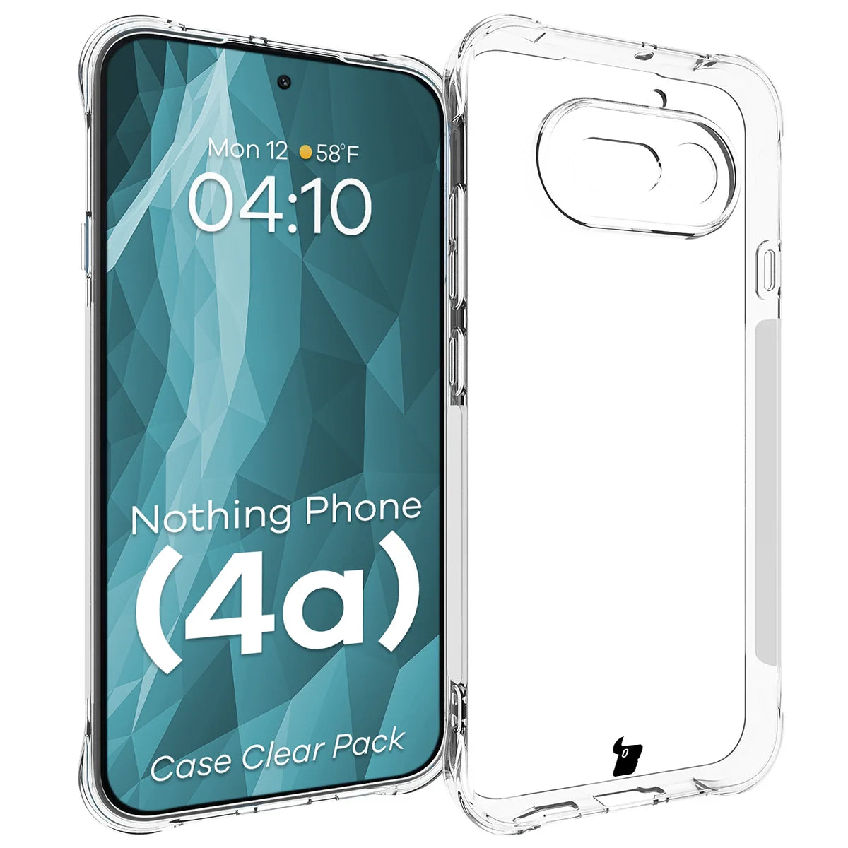 Schutzhülle + 2x gehärtetes Glas für Nothing Phone (4a), Bizon Case Clear Pack, Transparent