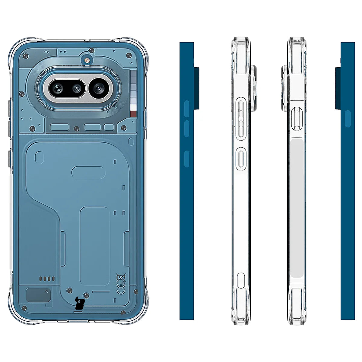 Schutzhülle + 2x gehärtetes Glas für Nothing Phone (4a), Bizon Case Clear Pack, Transparent