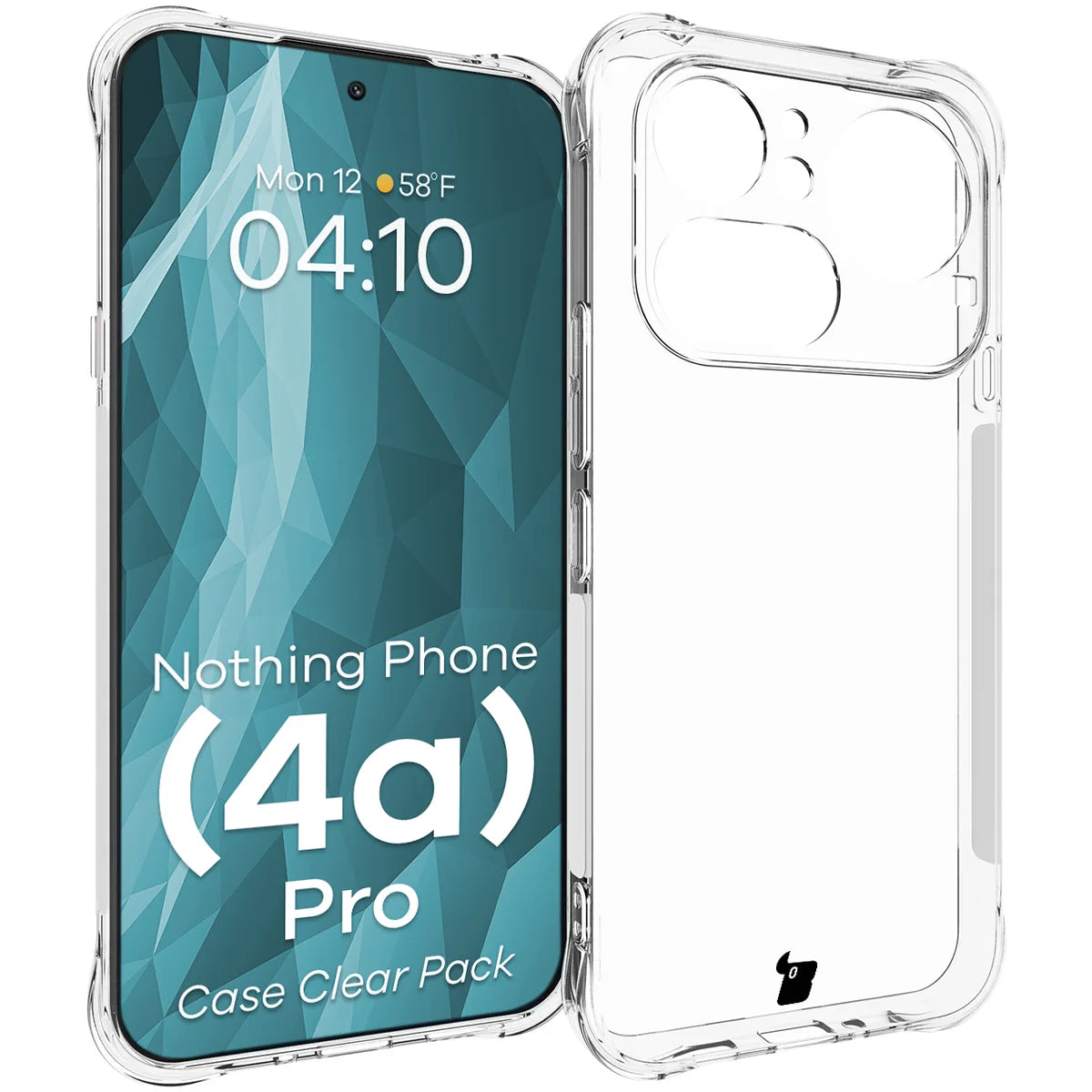 Schutzhülle + 2x gehärtetes Glas für Nothing Phone (4a) Pro, Bizon Case Clear Pack, Transparent
