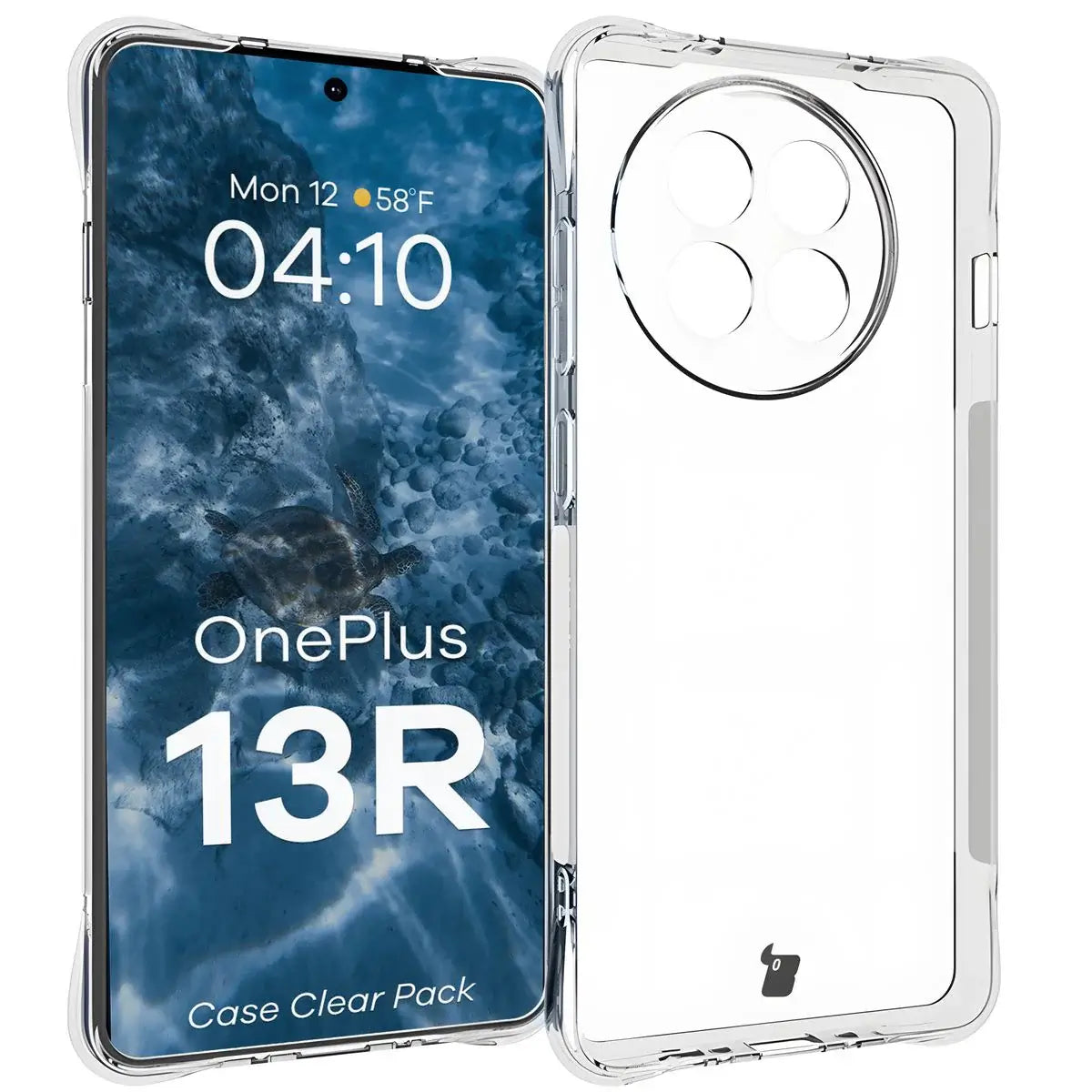 Schutzhülle + 2x gehärtetes Glas für OnePlus 13R, Bizon Case Clear Pack, Transparent