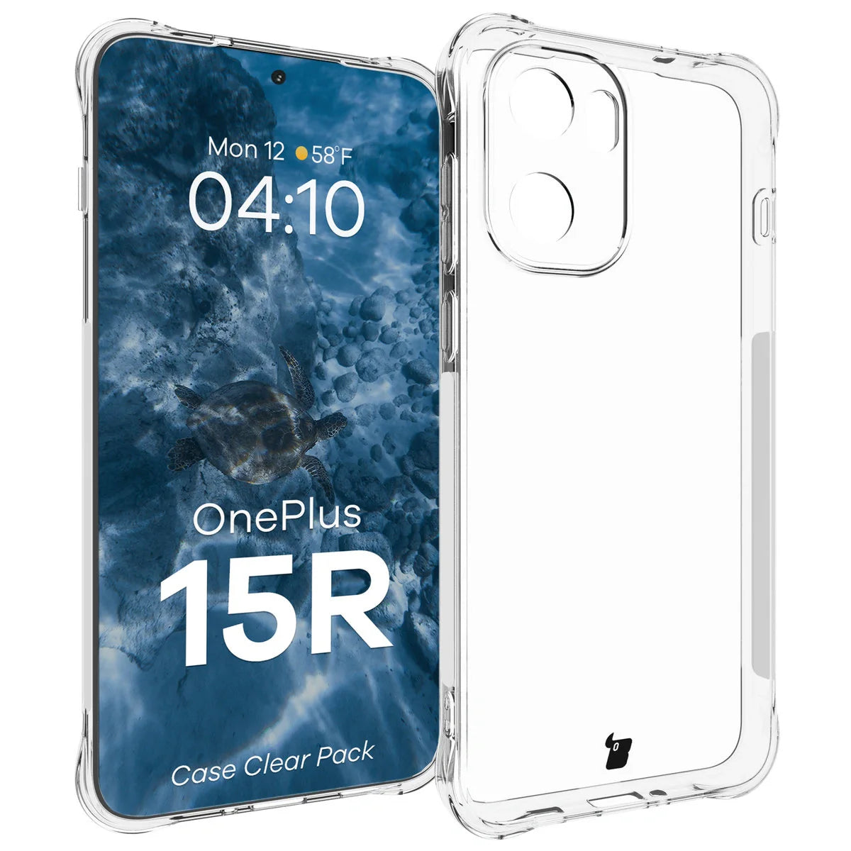 Handyhülle + 2x Folie für OnePlus 15R, Bizon Case Clear Pack, Transparent
