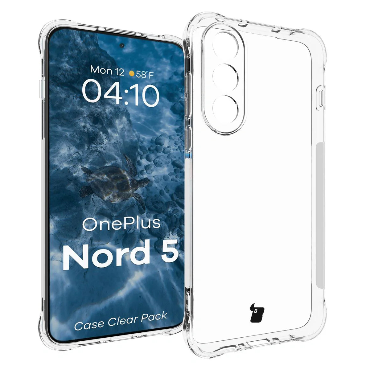 Schutzhülle + 2x gehärtetes Glas für OnePlus Nord 5, Bizon Case Clear Pack, Transparent