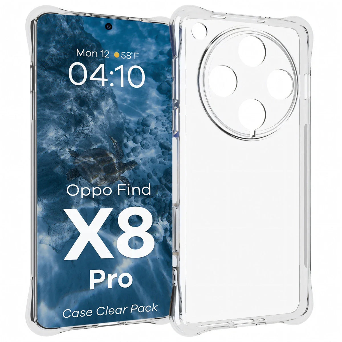 Handyhülle + 2x Folie für Oppo Find X8 Pro, Bizon Case Clear Pack, Transparent