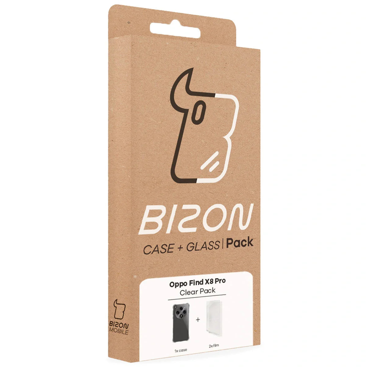 Handyhülle + 2x Folie für Oppo Find X8 Pro, Bizon Case Clear Pack, Transparent