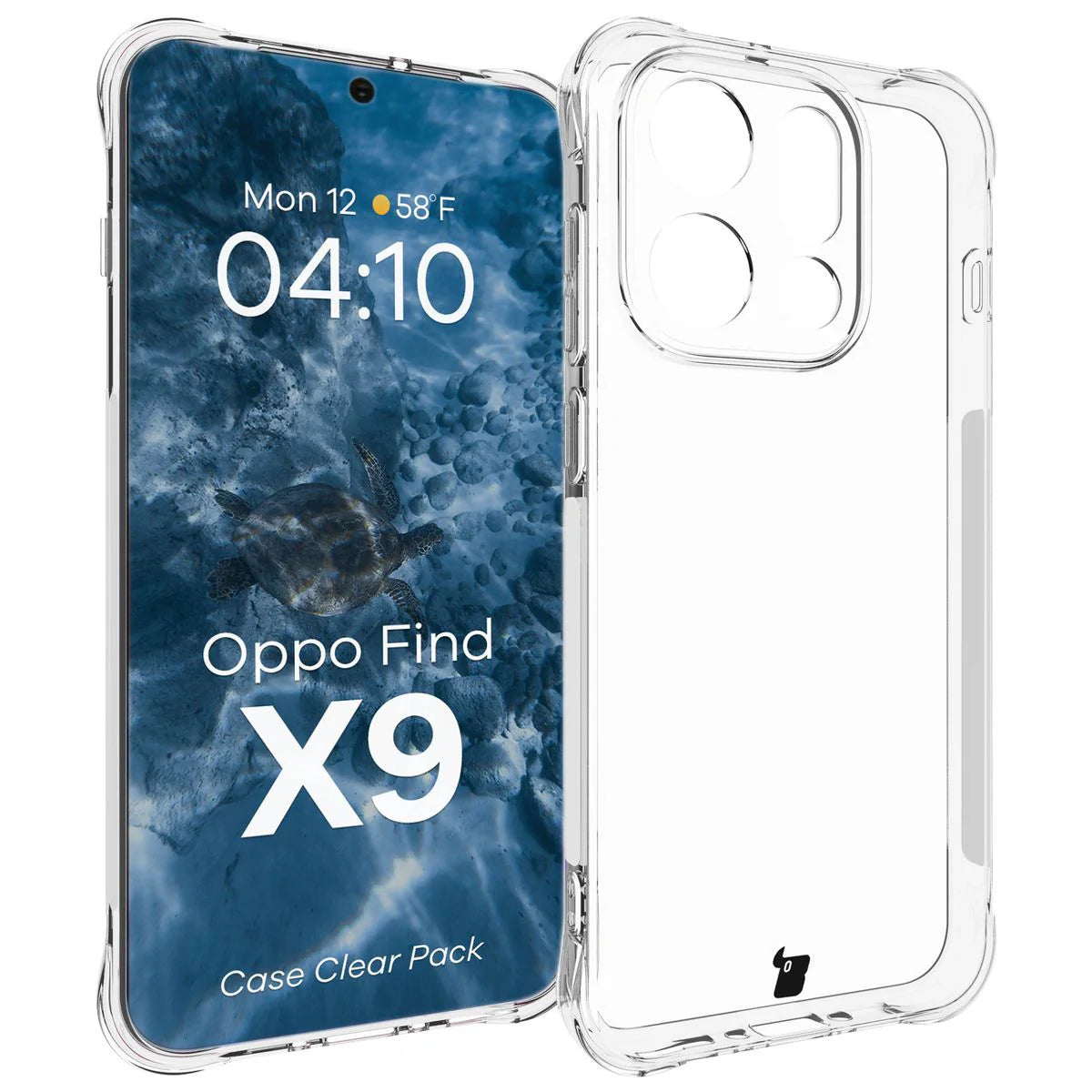 Handyhülle + 2x Folie für Oppo Find X9, Bizon Case Clear Pack, Transparent