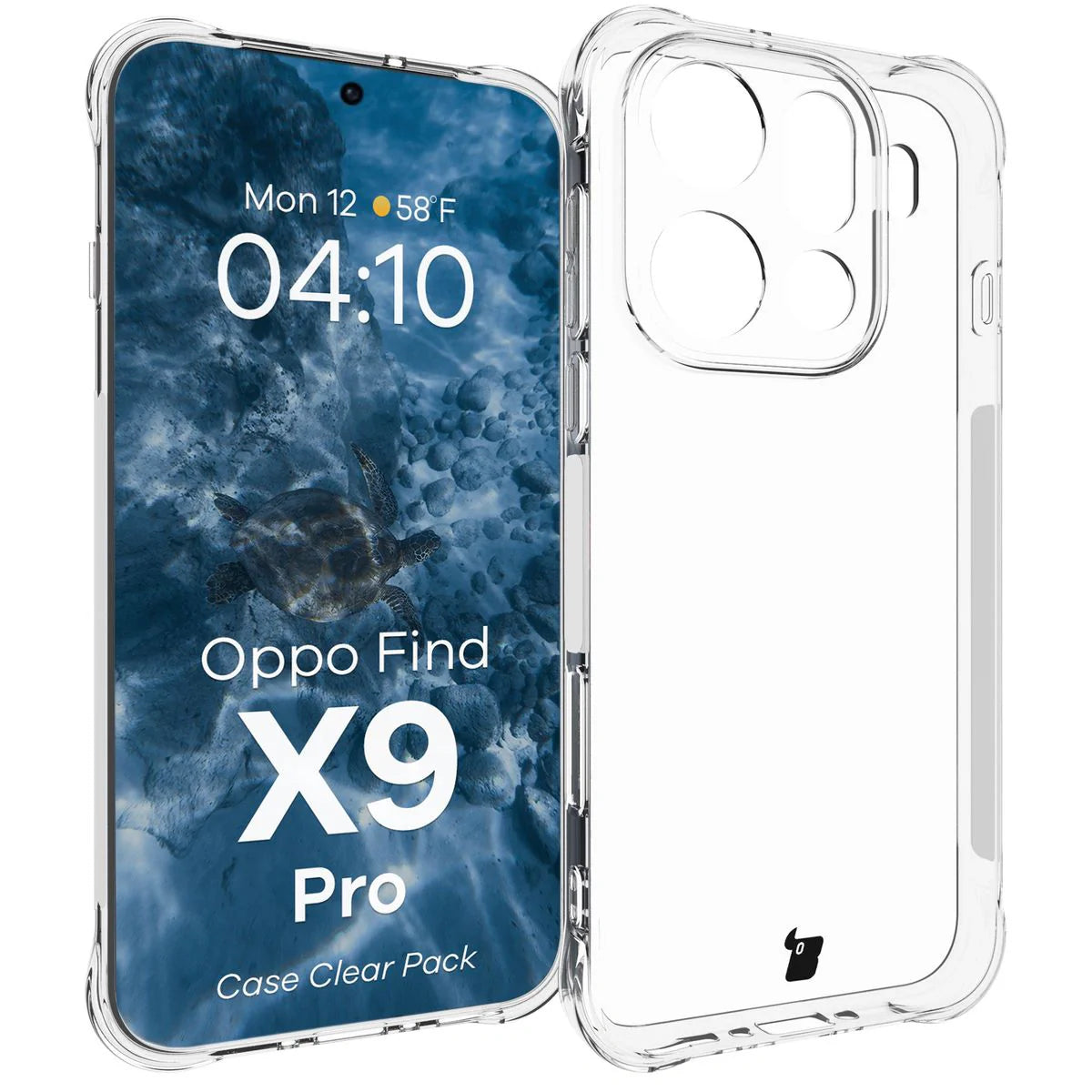Handyhülle + 2x Folie für Oppo Find X9 Pro, Bizon Case Clear Pack, Transparent