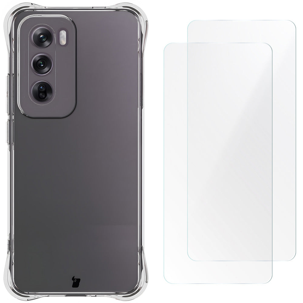 Schutzhülle + 2x Folie für Oppo Reno12, Bizon Case Clear Pack, Transparent