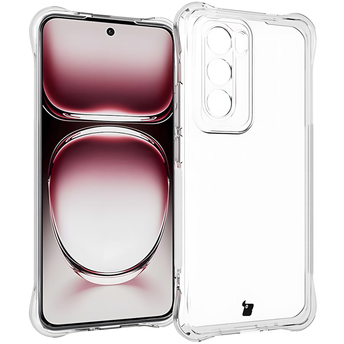 Schutzhülle + 2x Folie für Oppo Reno12, Bizon Case Clear Pack, Transparent