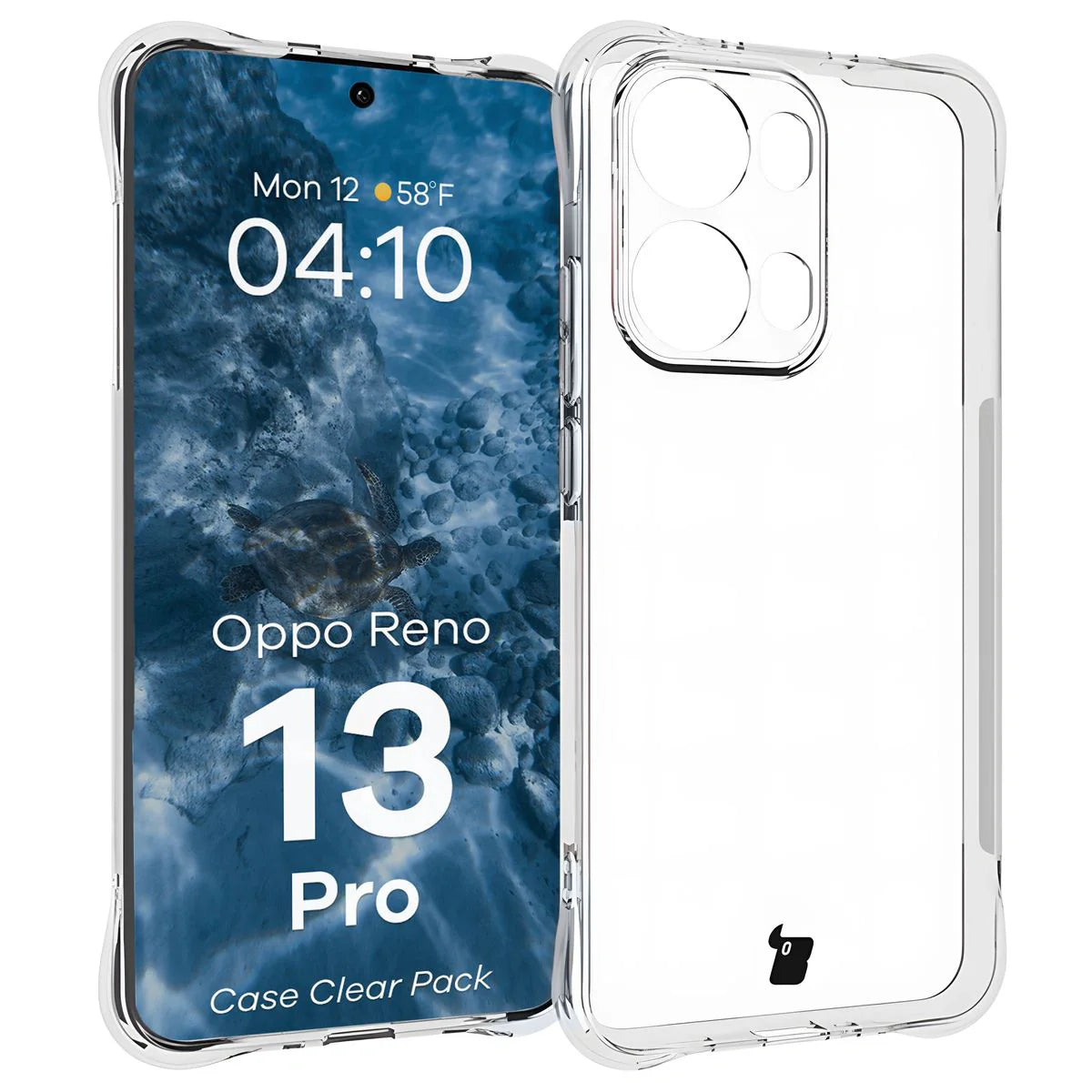 Handyhülle + 2x Folie für Oppo Reno13 Pro, Bizon Case Clear Pack, Transparent
