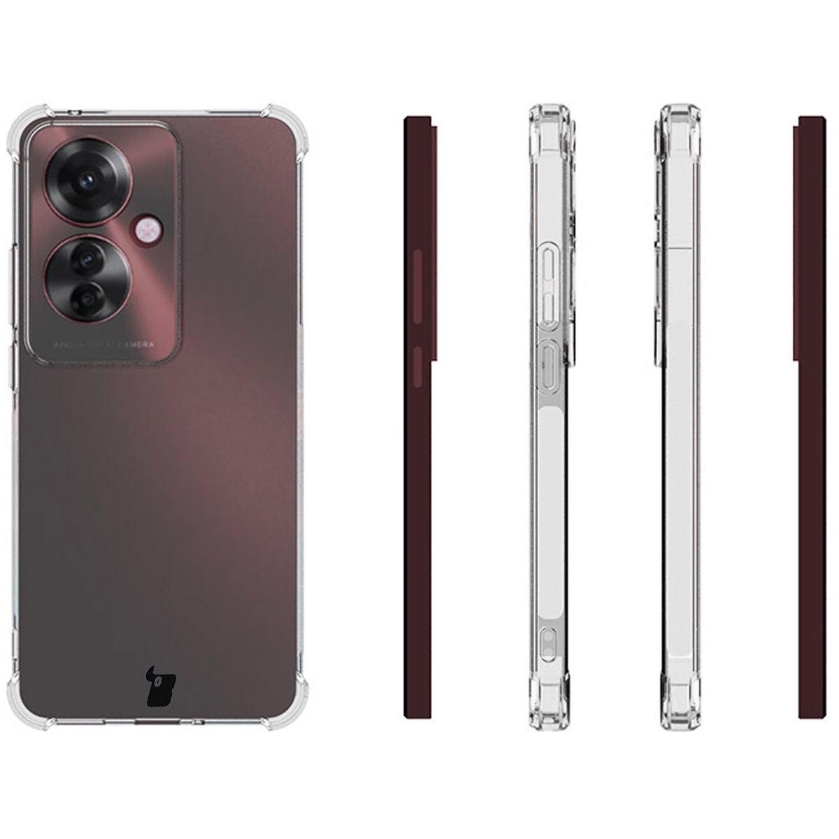 Schutzhülle + 2x Folie für Oppo Reno11 F 5G, Bizon Case Clear Pack, Transparent