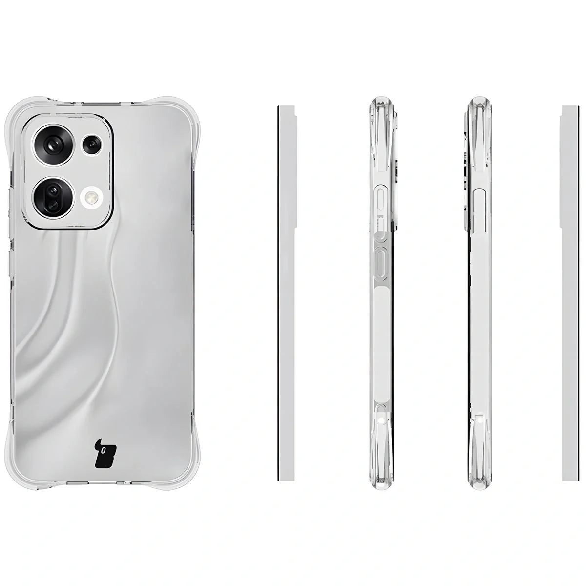 Schutzhülle + 2x gehärtetes Glas für Oppo Reno13, Bizon Case Clear Pack, Transparent