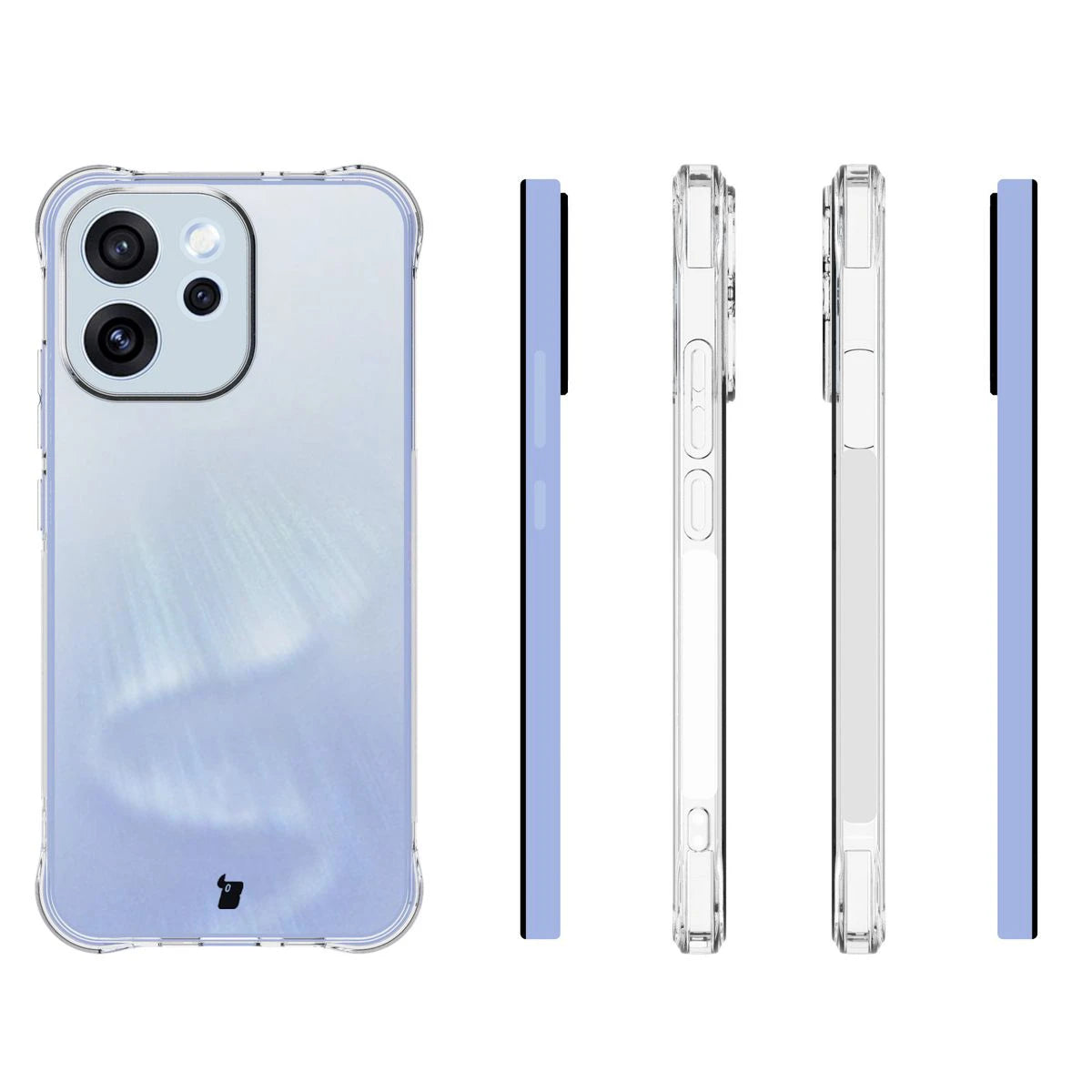 Schutzhülle + 2x gehärtetes Glas für Oppo Reno 15 F / FS, Bizon Case Clear Pack, Transparent