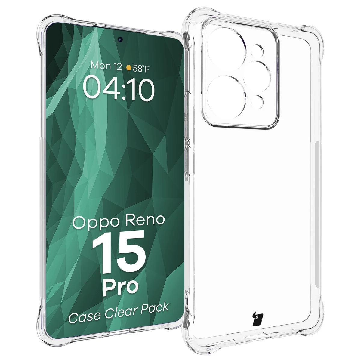Handyhülle + 2x Folie für Oppo Reno 15 Pro, Bizon Case Clear Pack, Transparent