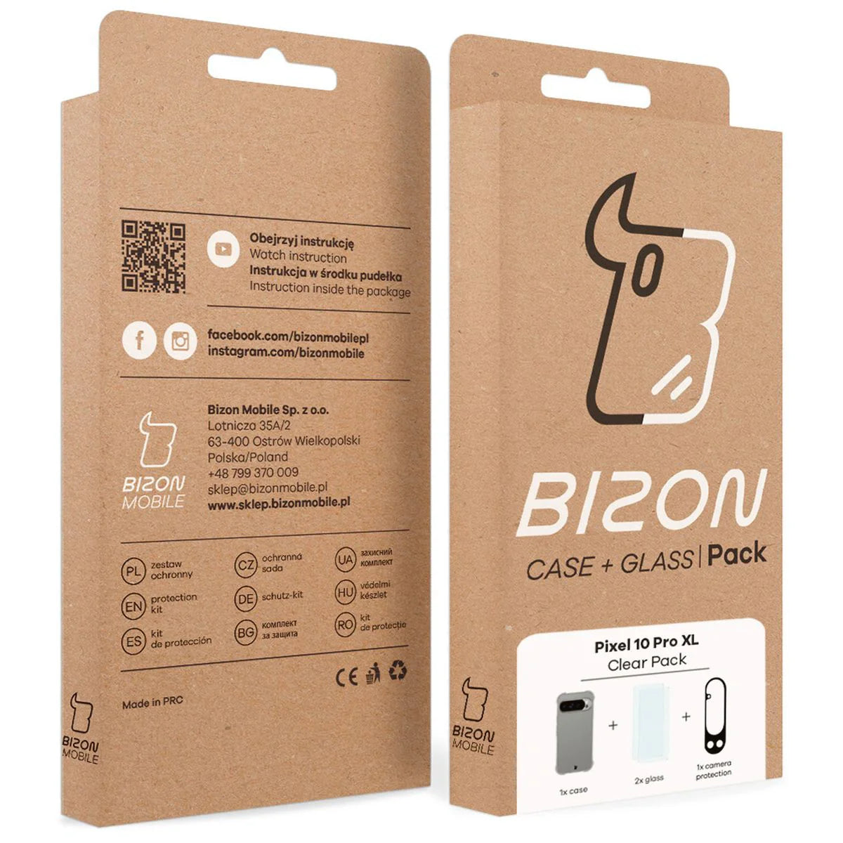 Schutzhülle + 2x gehärtetes Glas + Kameraschutz für Google Pixel 10 Pro XL, Bizon Case Clear Pack, Transparent