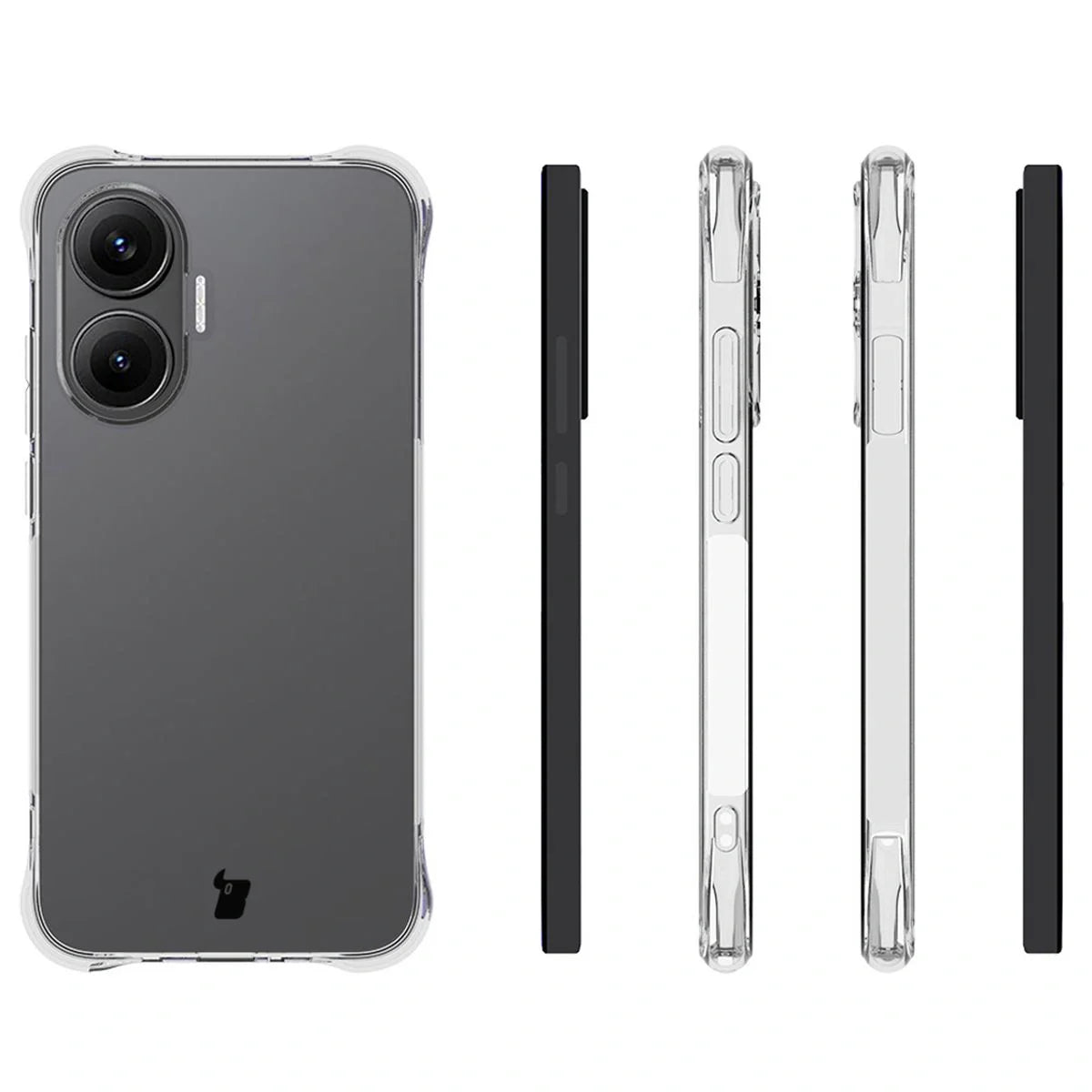 Schutzhülle + 2x gehärtetes Glas für Xiaomi POCO F7, Bizon Case Clear Pack, Transparent