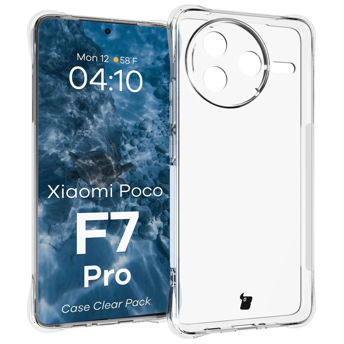 Schutzhülle + 2x gehärtetes Glas für Xiaomi Poco F7 Pro, Bizon Case Clear Pack, Transparent
