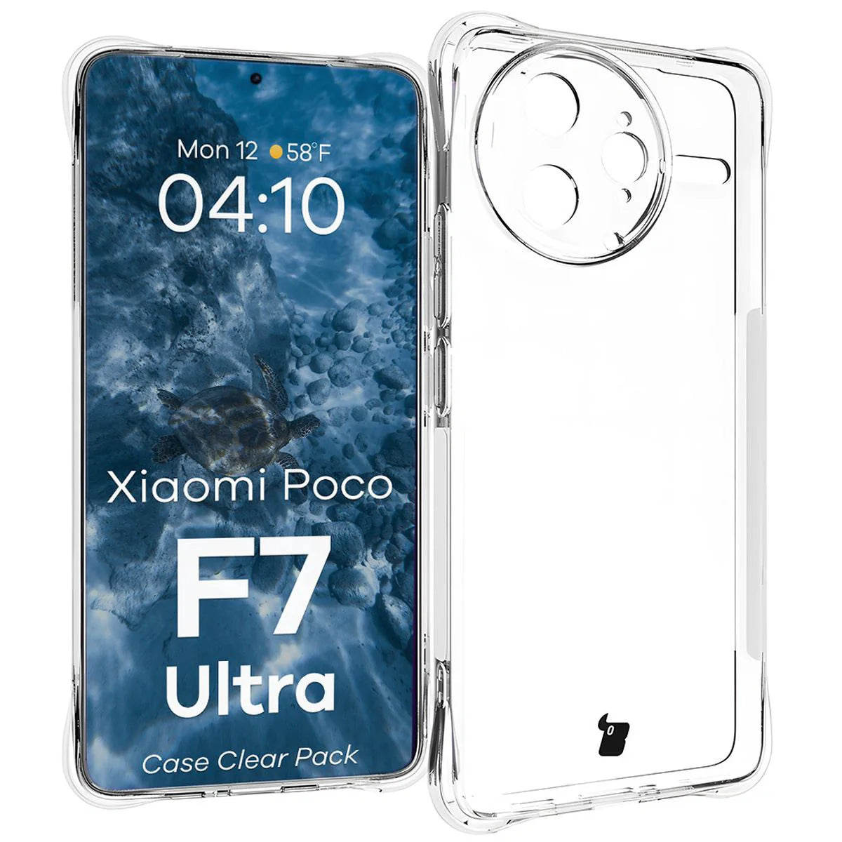 Schutzhülle + 2x gehärtetes Glas für Xiaomi Poco F7 Ultra, Bizon Case Clear Pack, Transparent
