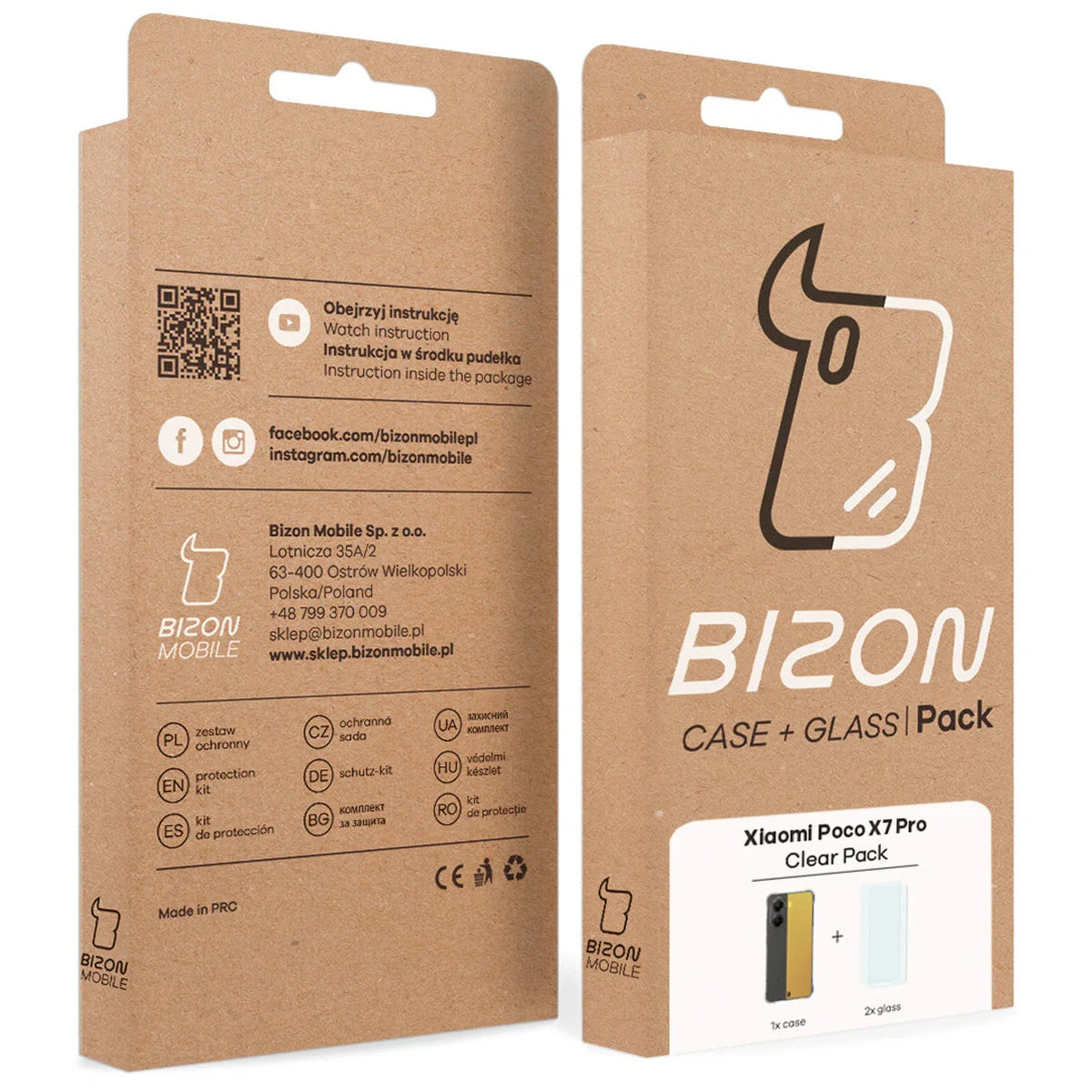 Schutzhülle + 2x gehärtetes Glas für Xiaomi POCO X7 Pro, Bizon Case Clear Pack, Transparent