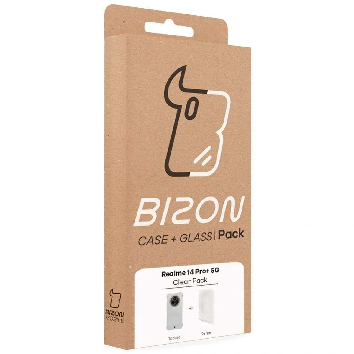 Handyhülle + 2x Folie für Realme 14 Pro Plus 5G, Bizon Case Clear Pack, Transparent