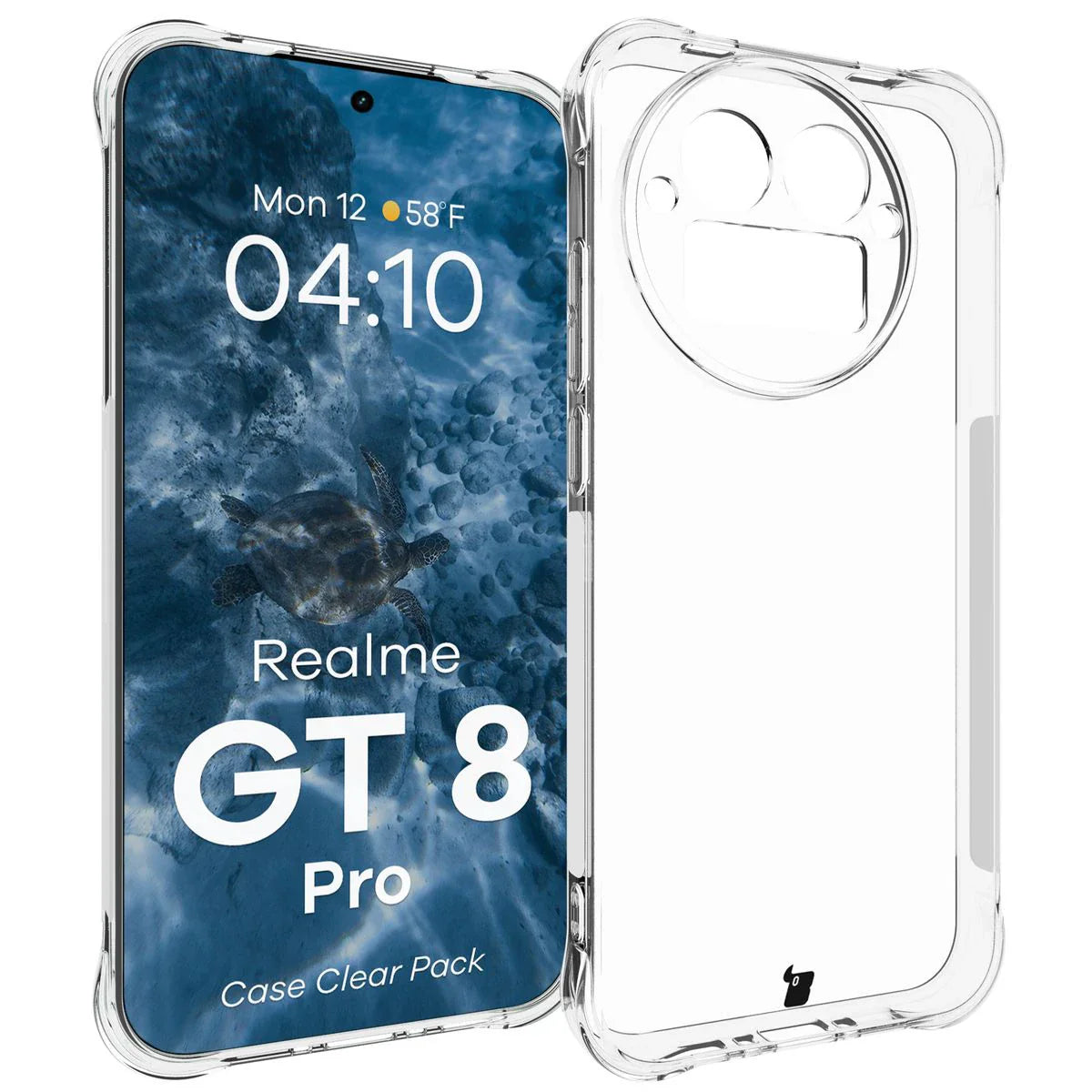 Handyhülle + 2x Folie für Realme GT 8 Pro, Bizon Case Clear Pack, Transparent