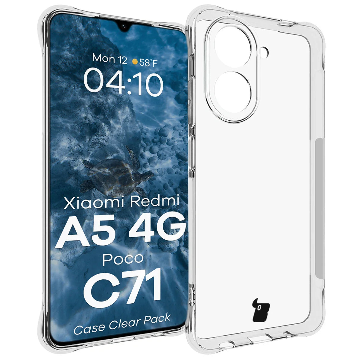 Schutzhülle + 2x gehärtetes Glas für Xiaomi Redmi A5 4G / POCO C71 4G, Bizon Case Clear Pack, Transparent
