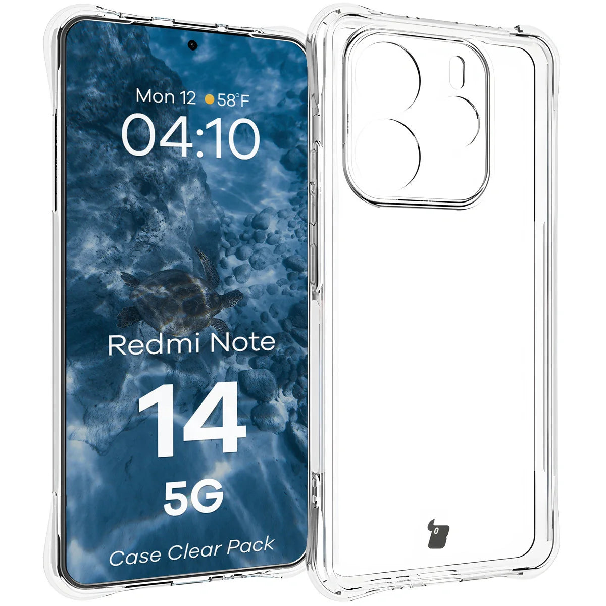 Schutzhülle + 2x gehärtetes Glas für Xiaomi Redmi Note 14 5G, Bizon Case Clear Pack, Transparent