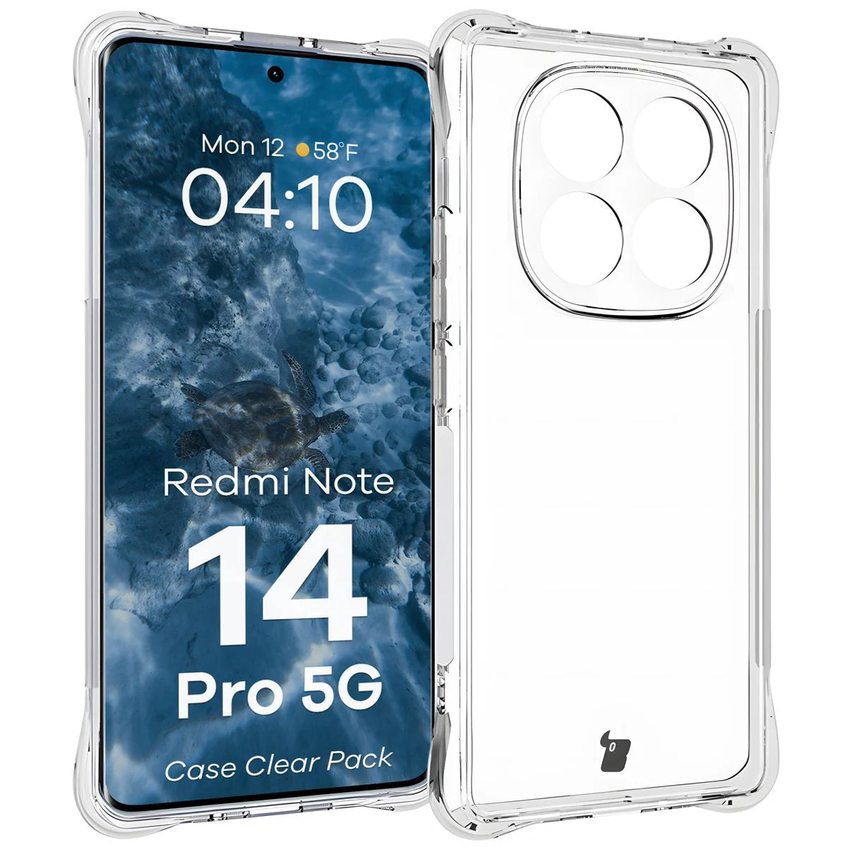 Handyhülle + 2x Folie für Xiaomi Redmi Note 14 Pro 5G, Bizon Case Clear Pack, Transparent
