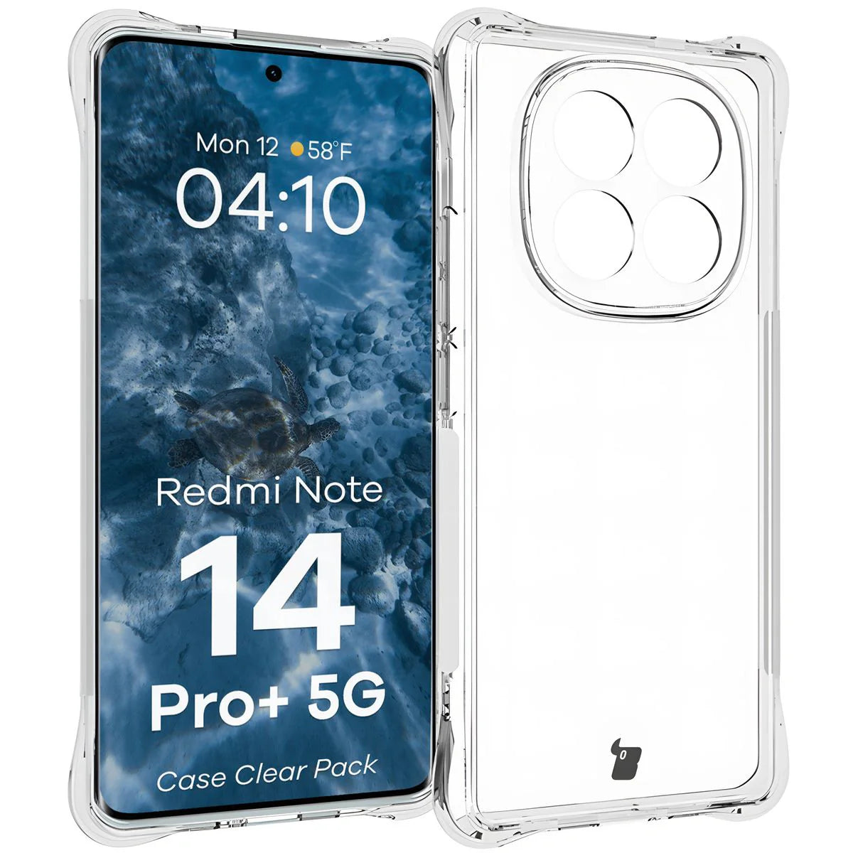 Handyhülle + 2x Folie für Xiaomi Redmi Note 14 Pro Plus 5G, Bizon Case Clear Pack, Transparent