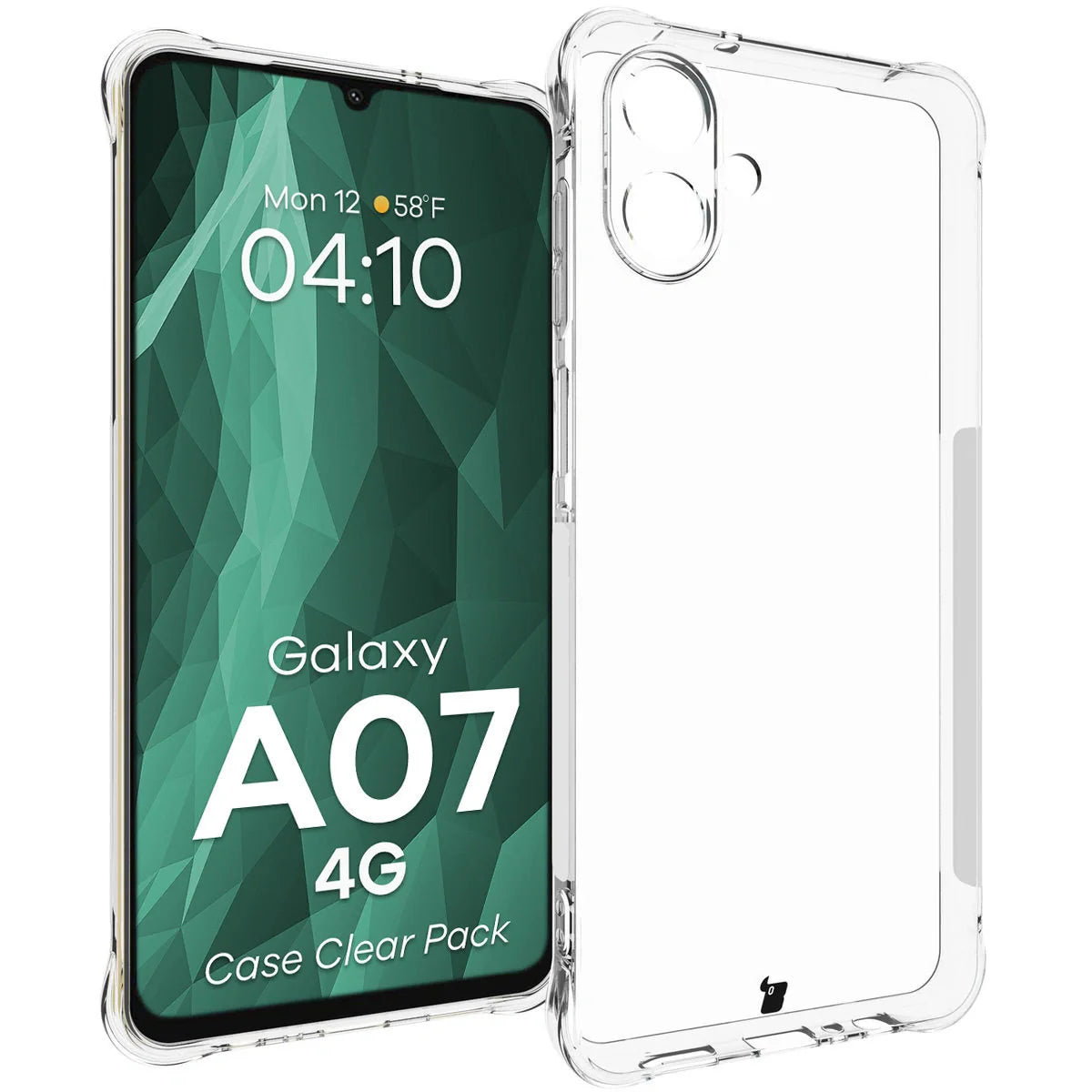 Handyhülle + 2x Folie für Galaxy A07 4G, Bizon Case Clear Pack, Transparent