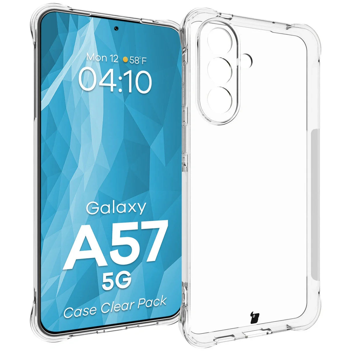 Schutzhülle + 2x gehärtetes Glas für Galaxy A57 5G, Bizon Case Clear Pack, Transparent