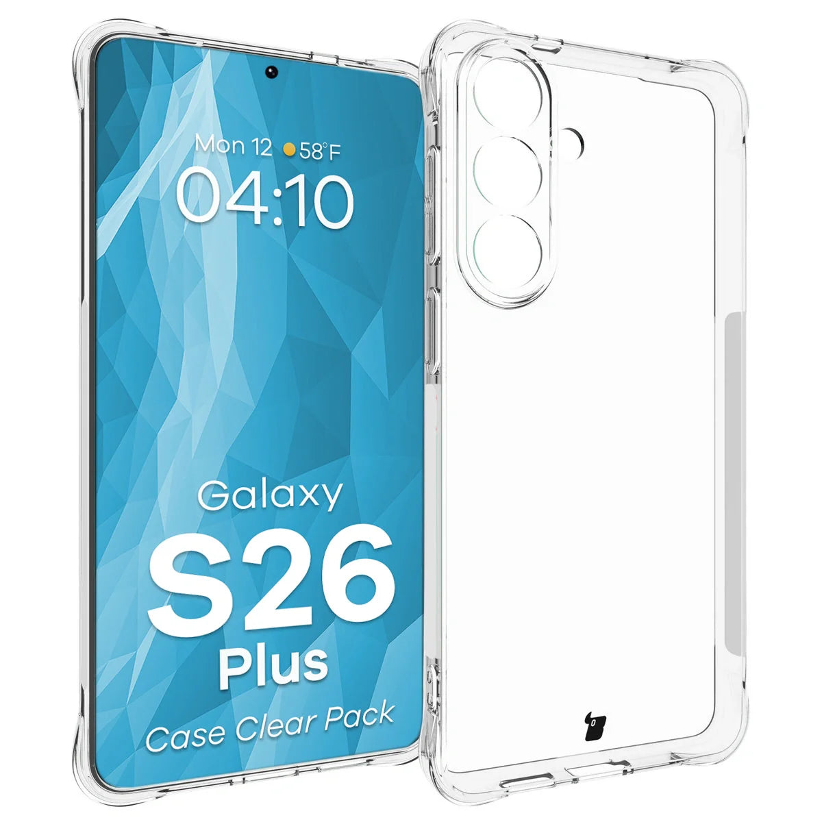 Schutzhülle + 2x gehärtetes Glas für Galaxy S26 Plus, Bizon Case Clear Pack, Transparent