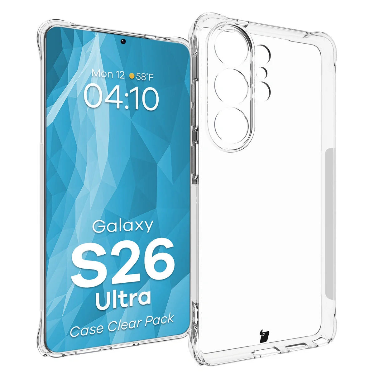 Schutzhülle + 2x gehärtetes Glas für Galaxy S26 Ultra, Bizon Case Clear Pack, Transparent