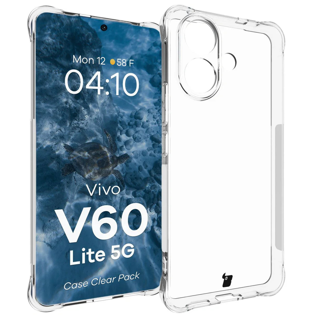 Handyhülle + 2x Folie für Vivo V60 Lite 5G, Bizon Case Clear Pack, Transparent