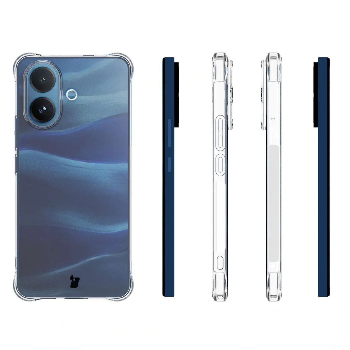 Handyhülle + 2x Folie für Vivo V60 Lite 5G, Bizon Case Clear Pack, Transparent