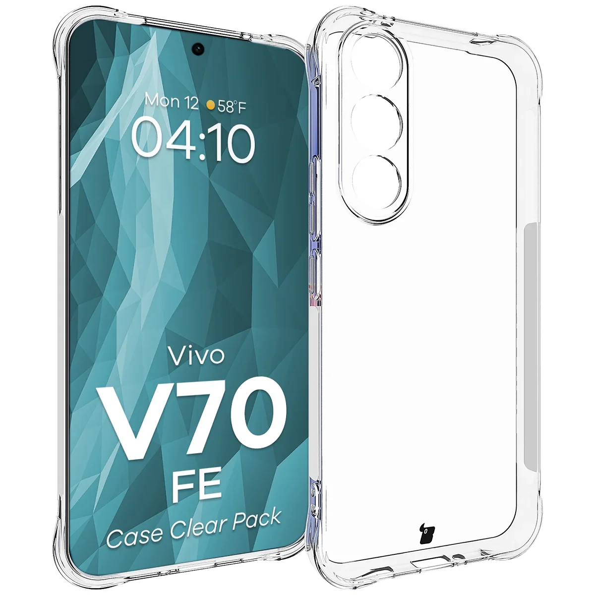 Schutzhülle + 2x gehärtetes Glas für Vivo V70 FE 5G, Bizon Case Clear Pack, Transparent