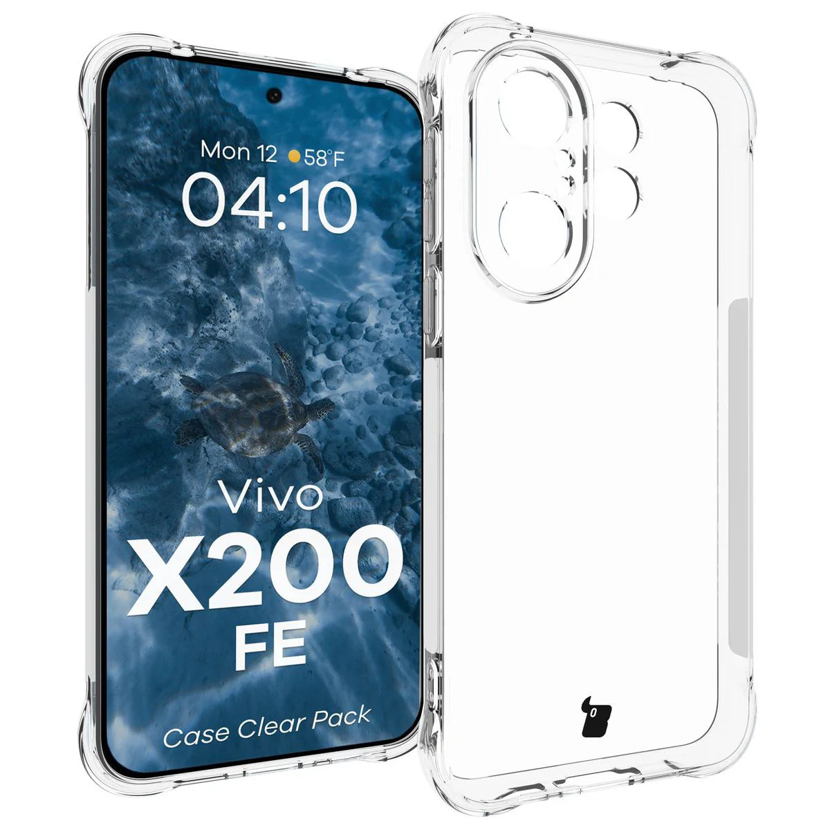 Handyhülle + 2x Folie für Vivo X200 FE, Bizon Case Clear Pack, Transparent