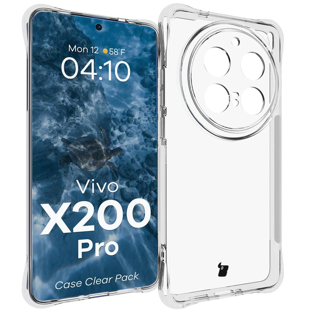 Handyhülle + 2x Folie für Vivo X200 Pro, Bizon Case Clear Pack, Transparent