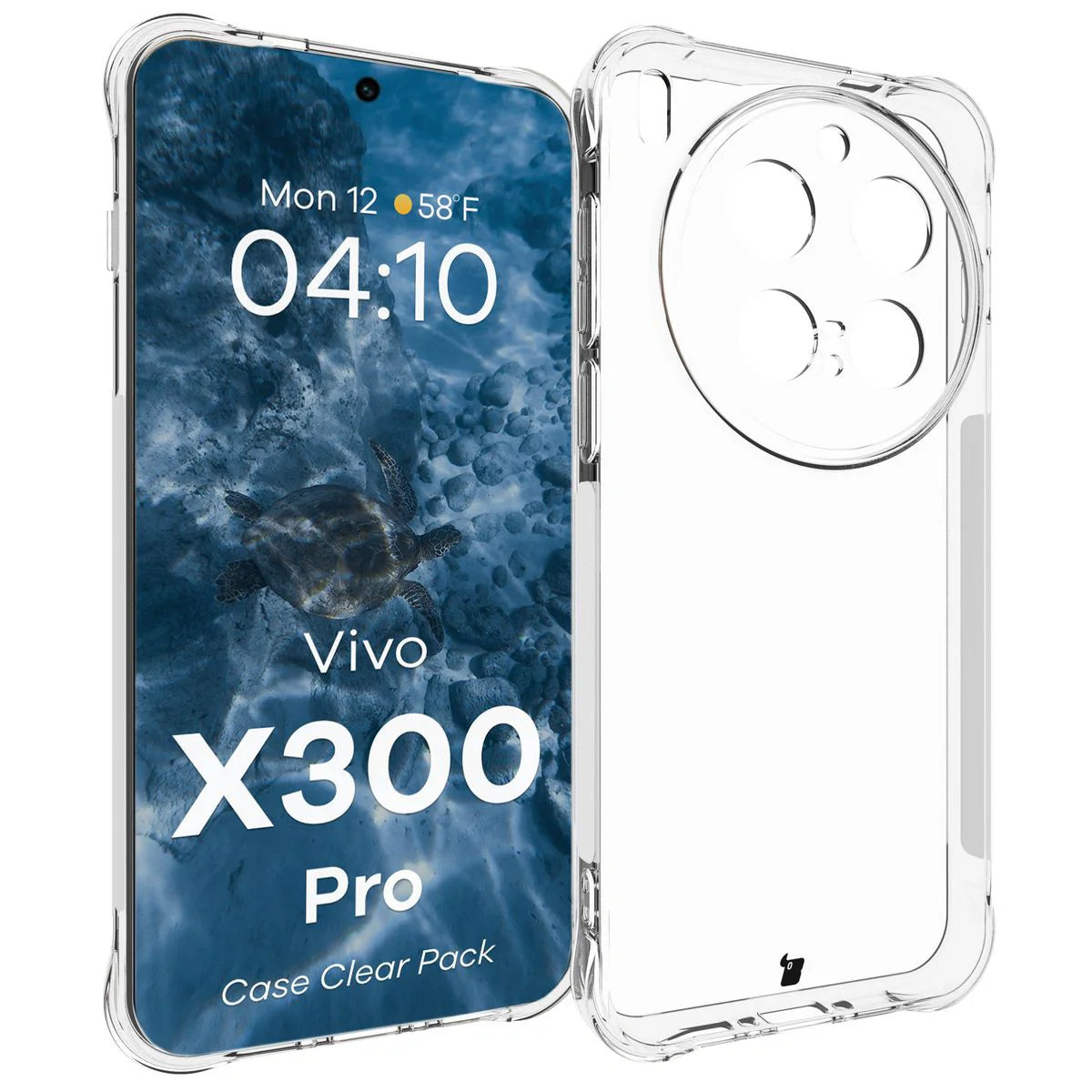 Handyhülle + 2x Folie für Vivo X300 Pro, Bizon Case Clear Pack, Transparent