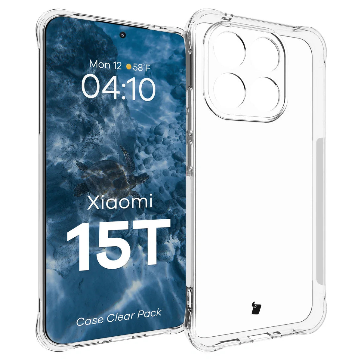 Schutzhülle + 2x gehärtetes Glas für Xiaomi 15T, Bizon Case Clear Pack, Transparent