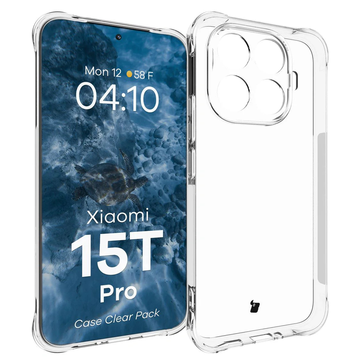 Schutzhülle + 2x gehärtetes Glas für Xiaomi 15T Pro, Bizon Case Clear Pack, Transparent