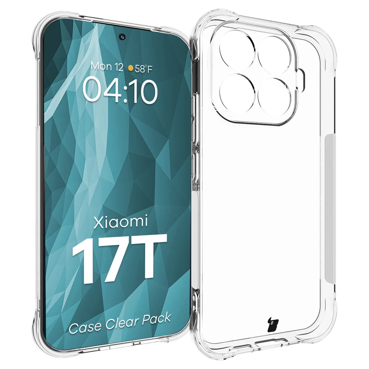 Schutzhülle + 2x gehärtetes Glas für Xiaomi 17T, Bizon Case Clear Pack, Transparent