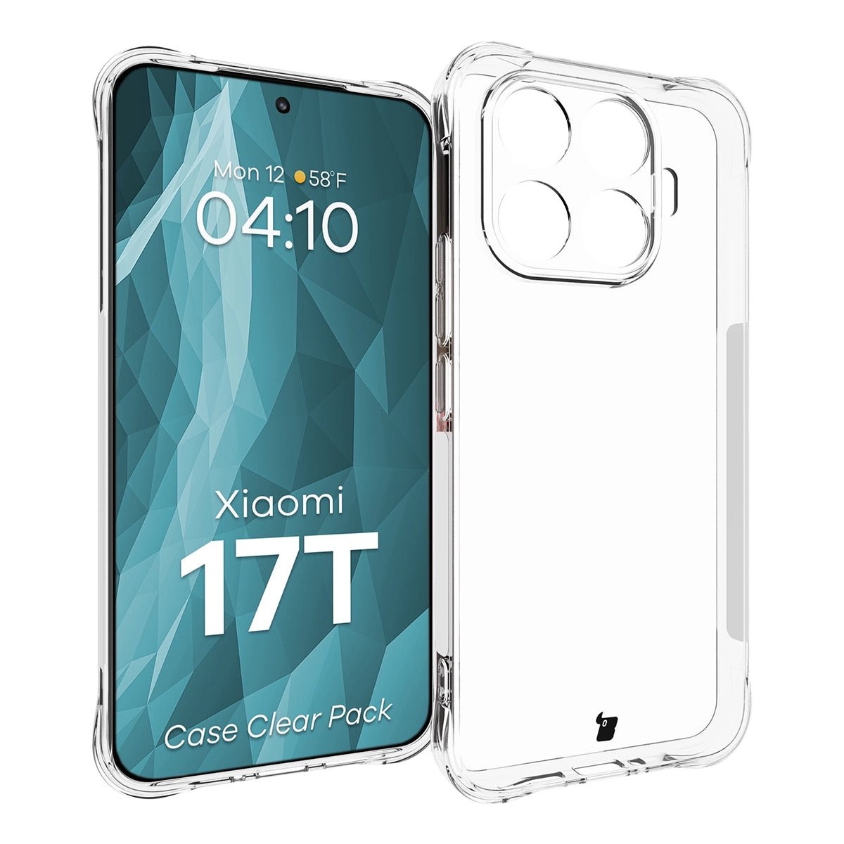 Schutzhülle + 2x gehärtetes Glas für Xiaomi 17T Pro, Bizon Case Clear Pack, Transparent