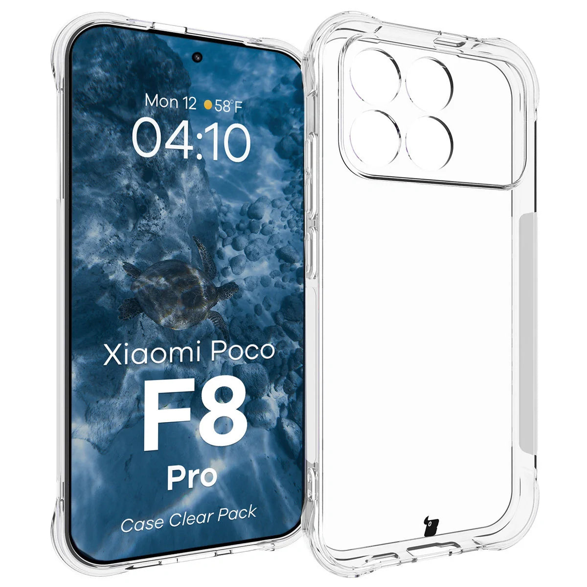 Handyhülle + 2x Folie für Xiaomi POCO F8 Pro, Bizon Case Clear Pack, Transparent