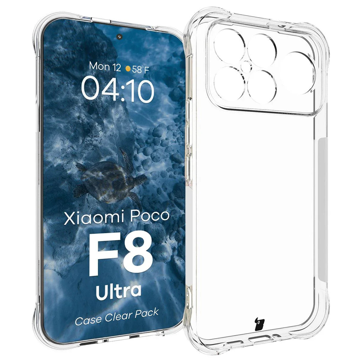 Handyhülle + 2x Folie für Xiaomi POCO F8 Ultra, Bizon Case Clear Pack, Transparent