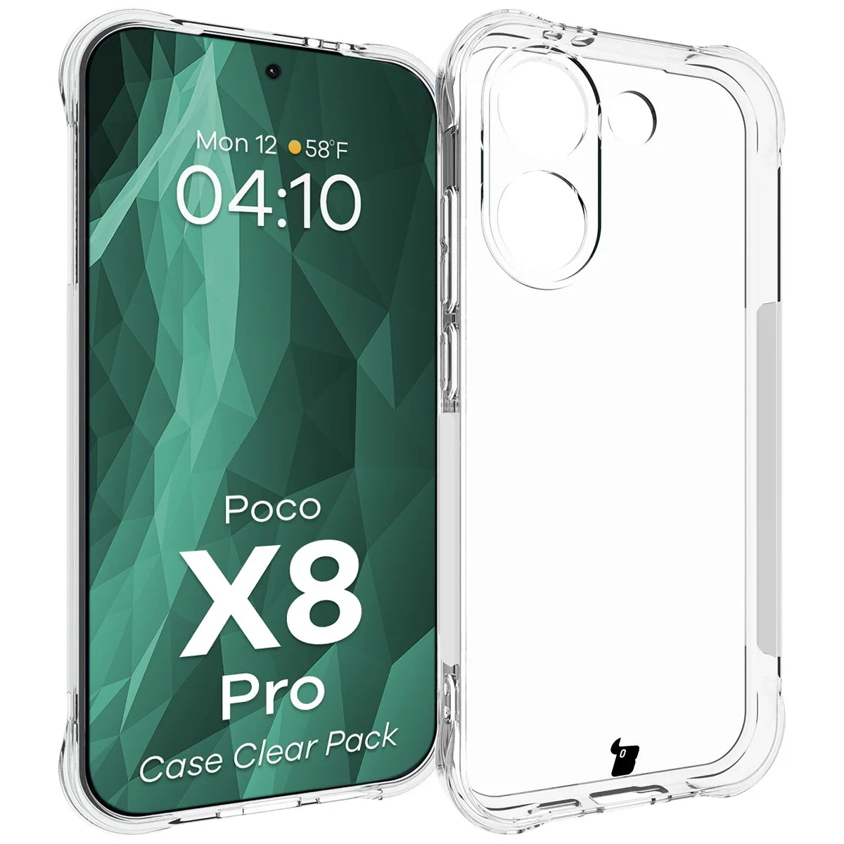 Handyhülle + 2x Folie für Xiaomi POCO X8 Pro, Bizon Case Clear Pack, Transparent